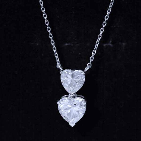 Certified Moissanite Twin Heart Necklace in Prong Setting
