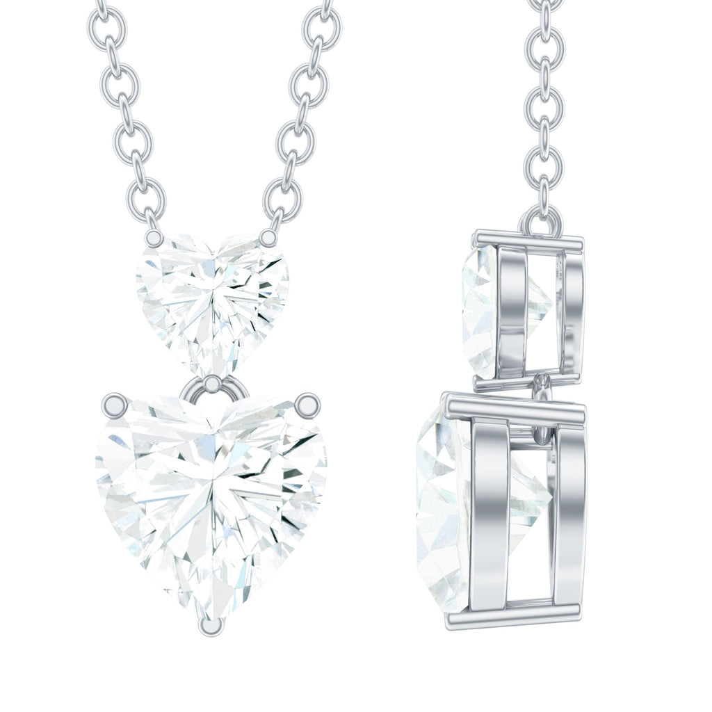 Certified Moissanite Twin Heart Necklace in Prong Setting