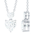 Certified Moissanite Twin Heart Necklace in Prong Setting