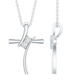 Certified Moissanite Cross Pendant Necklace in sterling Silver