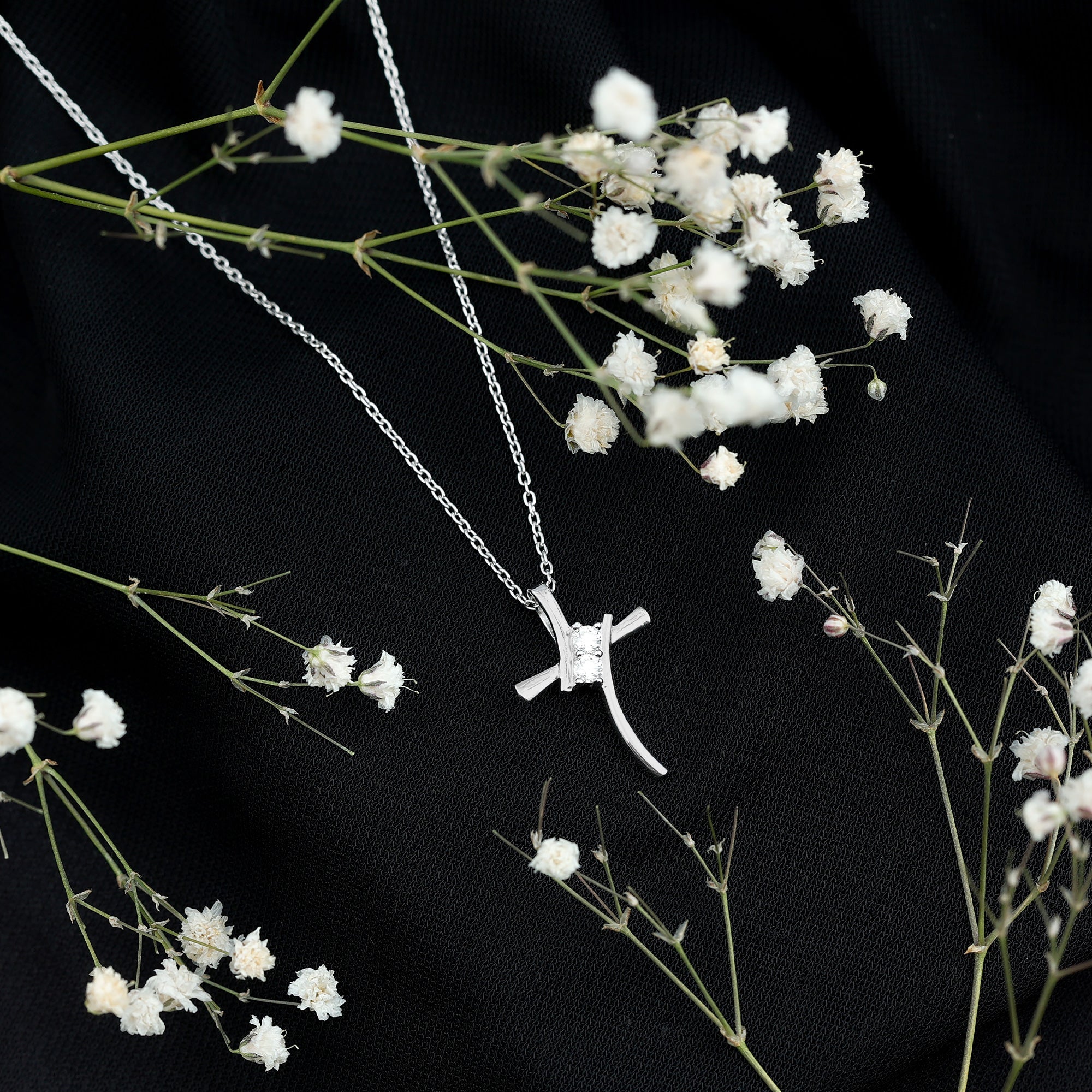 Certified Moissanite Cross Pendant Necklace in sterling Silver