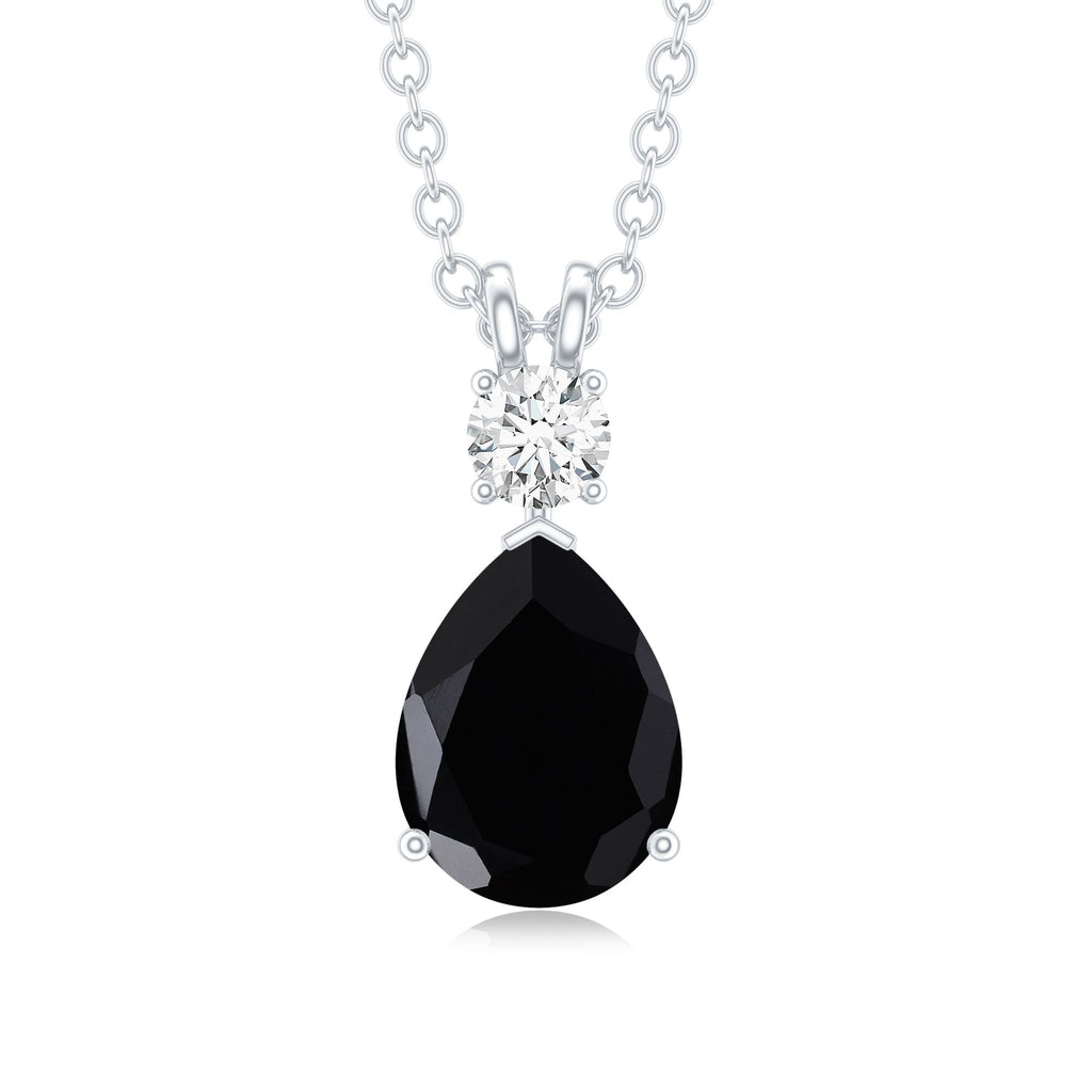 4 Carat Lab Created Black Diamond Teardrop Necklace with Moissanite