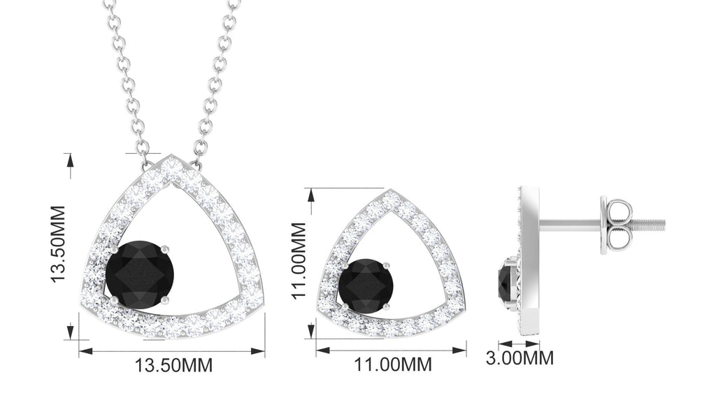 Certified Real Black Onyx Geometric Jewelry Set with Moissanite