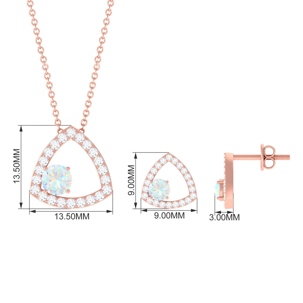 Natural Ethiopian Opal Geometric Jewelry Set with Moissanite