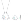 Natural Ethiopian Opal Geometric Jewelry Set with Moissanite