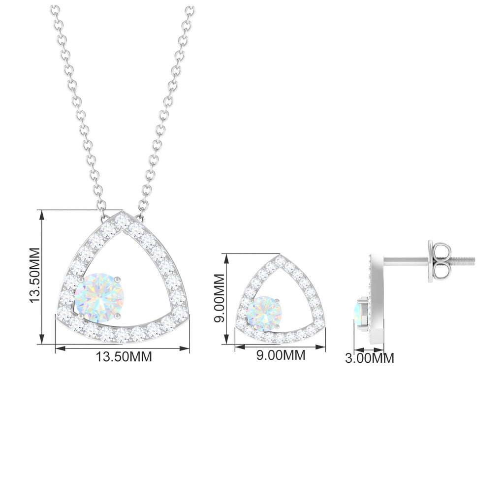 Natural Ethiopian Opal Geometric Jewelry Set with Moissanite