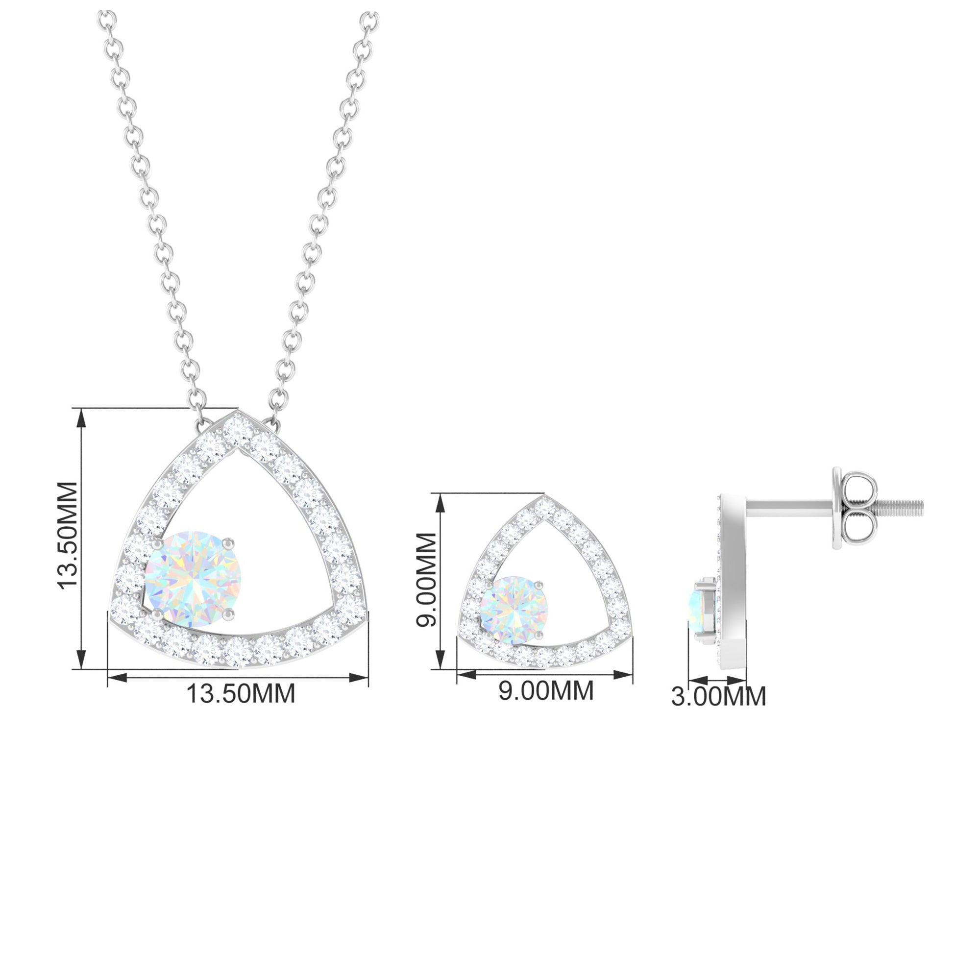 Natural Ethiopian Opal Geometric Jewelry Set with Moissanite