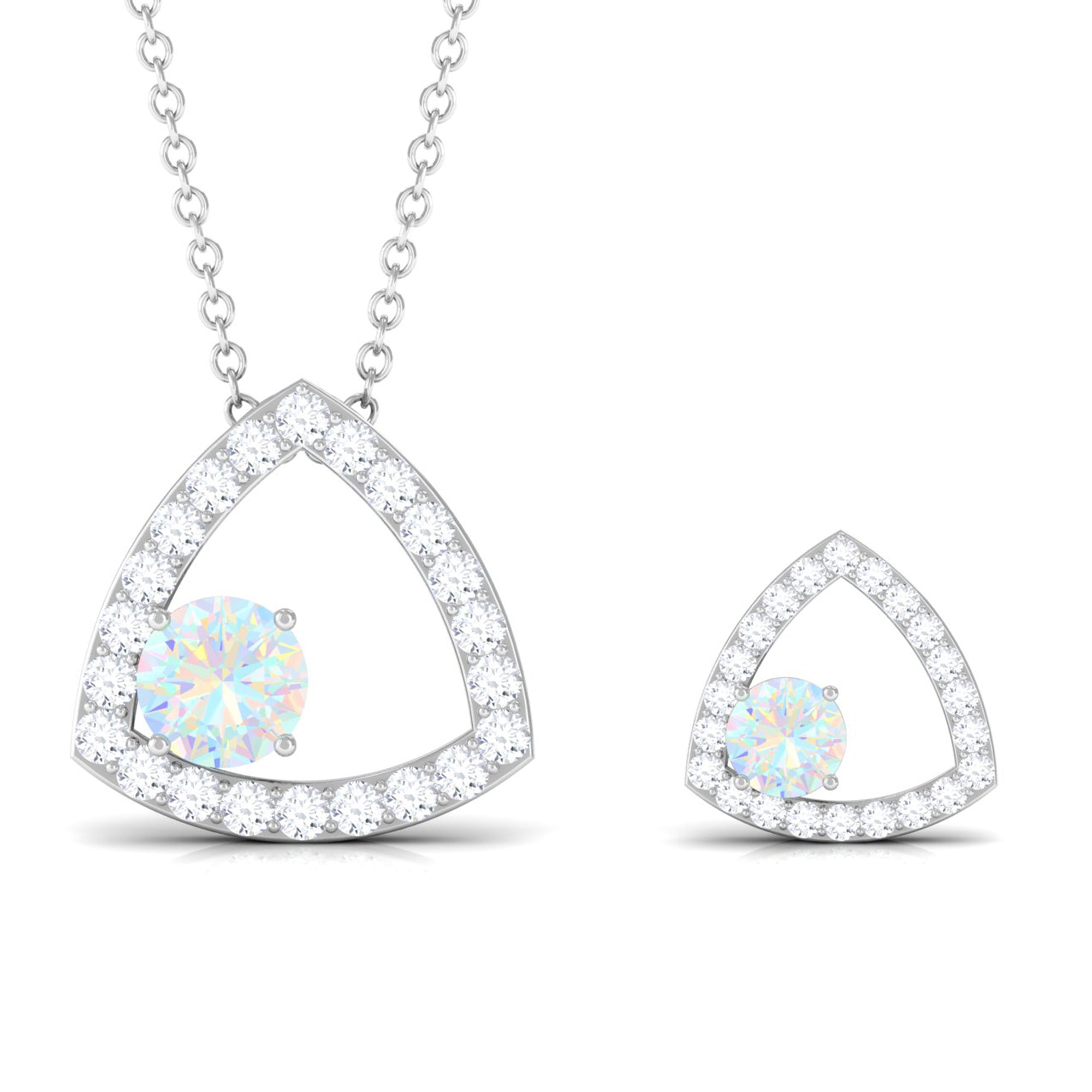 Natural Ethiopian Opal Geometric Jewelry Set with Moissanite