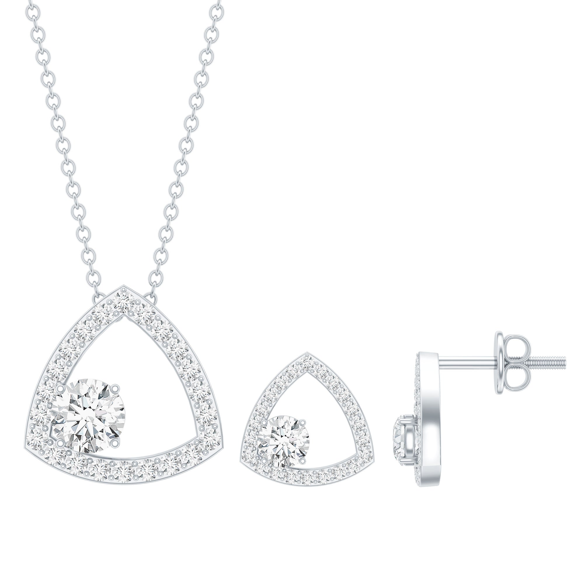 Simple Moissanite Open Triangle Jewelry Set