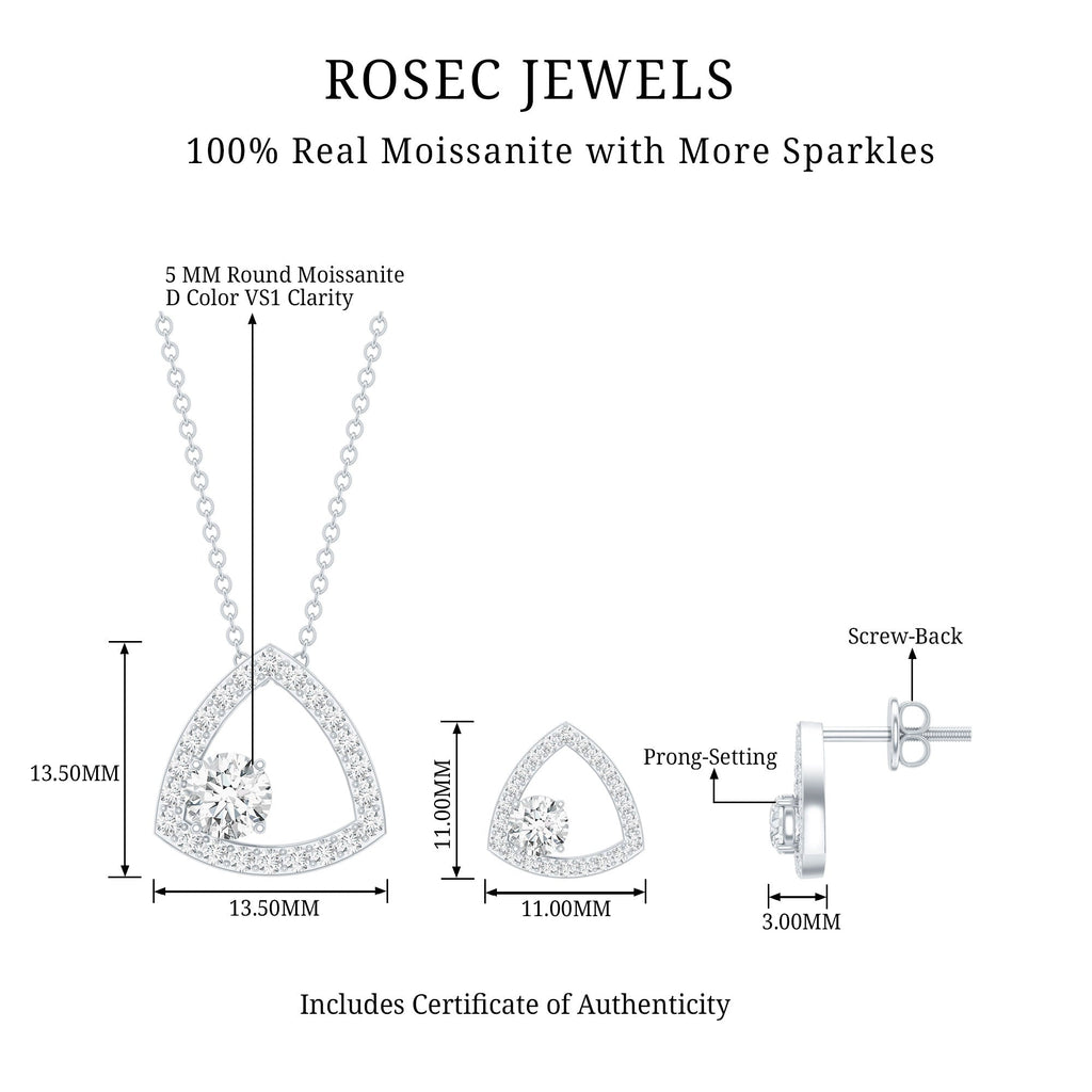 Simple Moissanite Open Triangle Jewelry Set