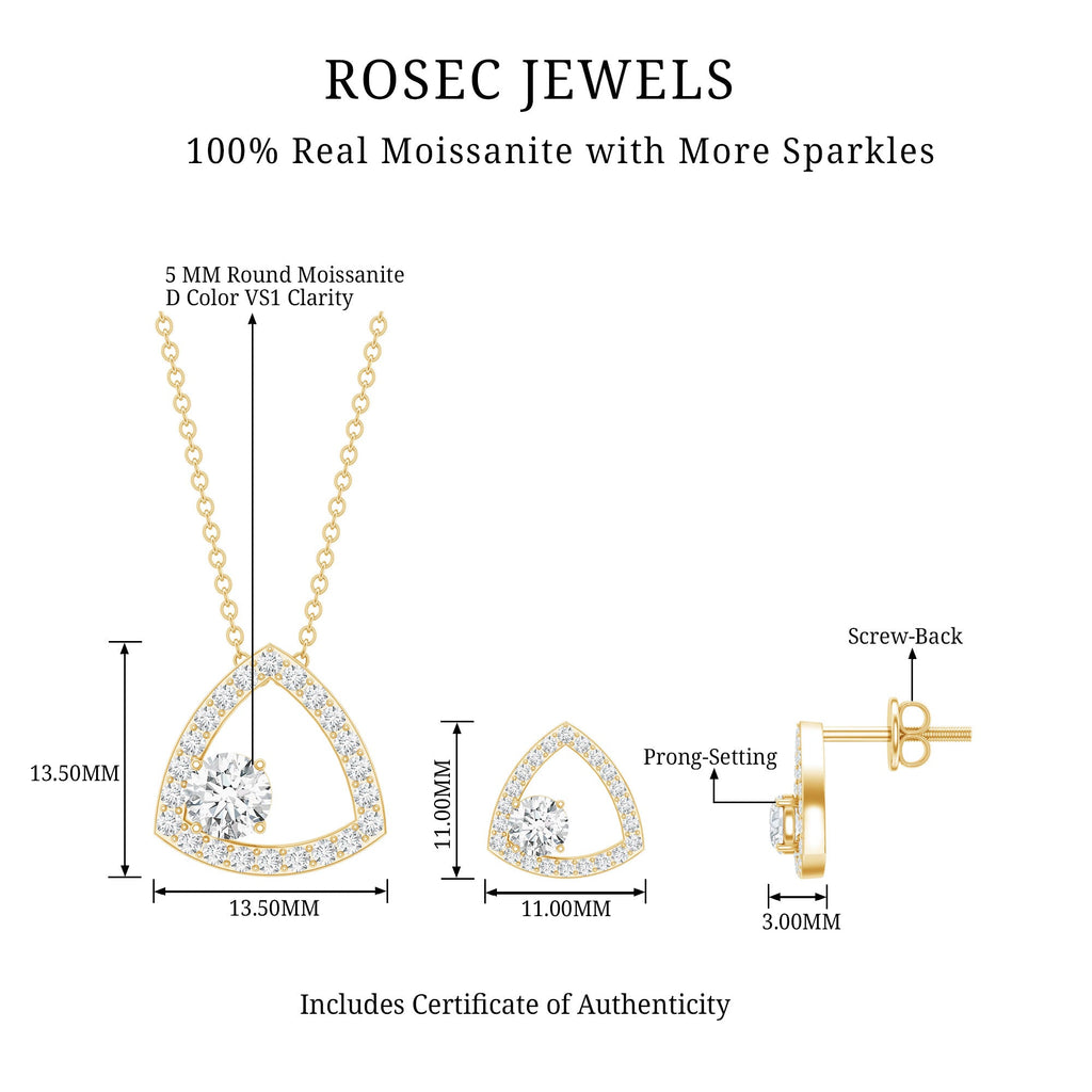 Simple Moissanite Open Triangle Jewelry Set