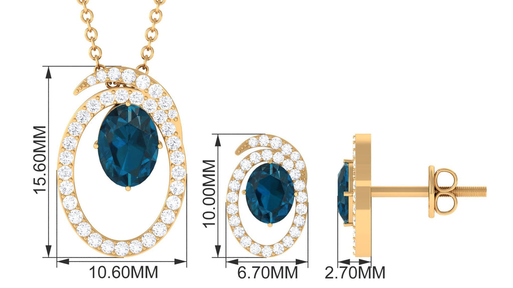 Oval London Blue Topaz and Diamond Contemporary Jewelry Set