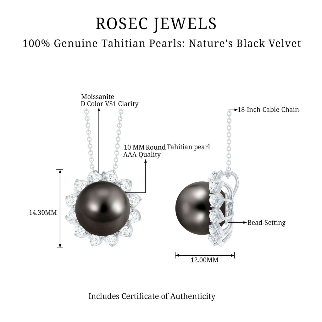 Tahitian Pearl Cocktail Pendant with Diamond Halo