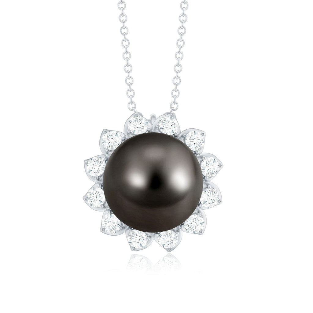 Tahitian Pearl Cocktail Pendant with Diamond Halo