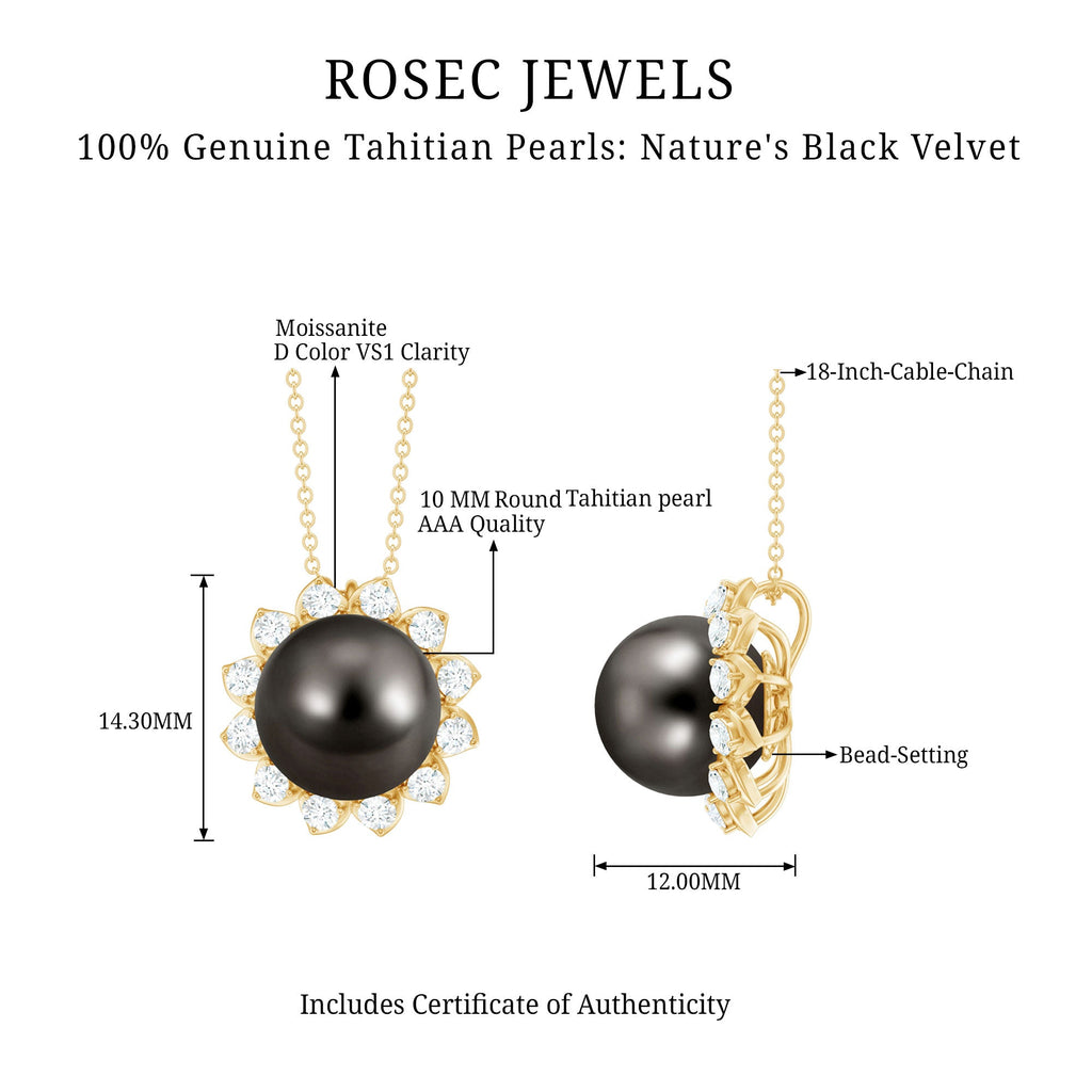 Tahitian Pearl Cocktail Pendant with Diamond Halo