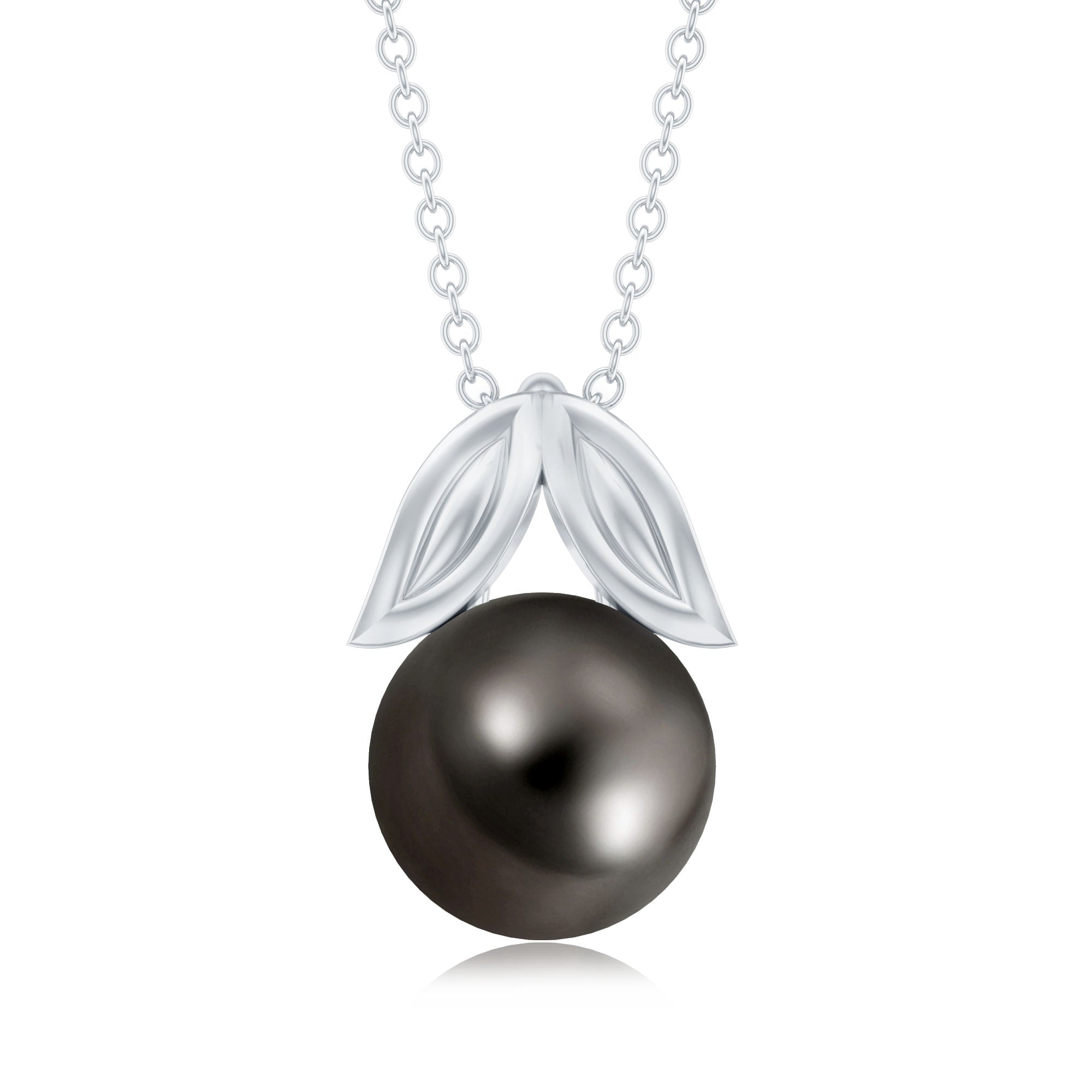Black Tahitian Pearl Solitaire Pendant with Gold Leaf