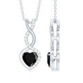 Real Black Onyx Infinity Heart Pendant with Diamond