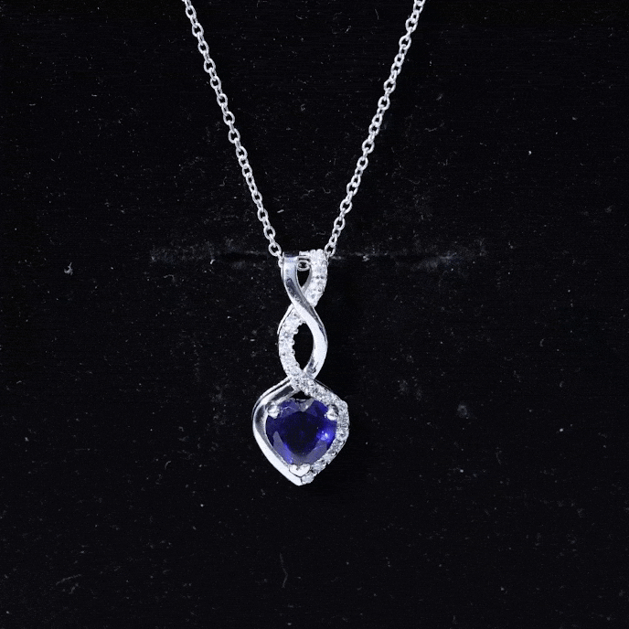 Certified Lab Grown Blue Sapphire Infinity Heart Necklace with Chain