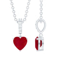 5 MM Heart Shape Ruby Solitaire Necklace With Diamond