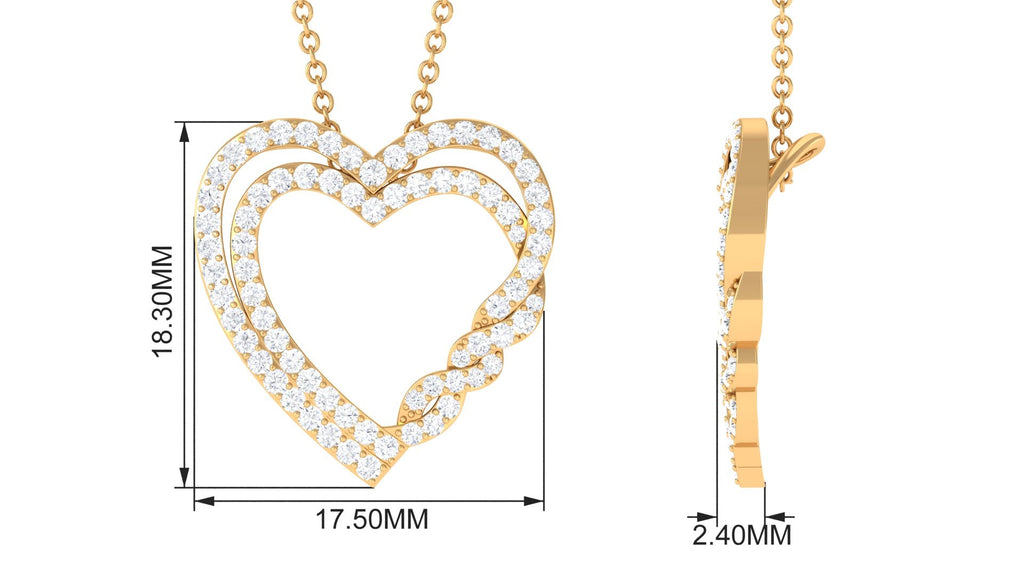 Certified Moissanite Open Heart Pendant Necklace with Hidden Bail