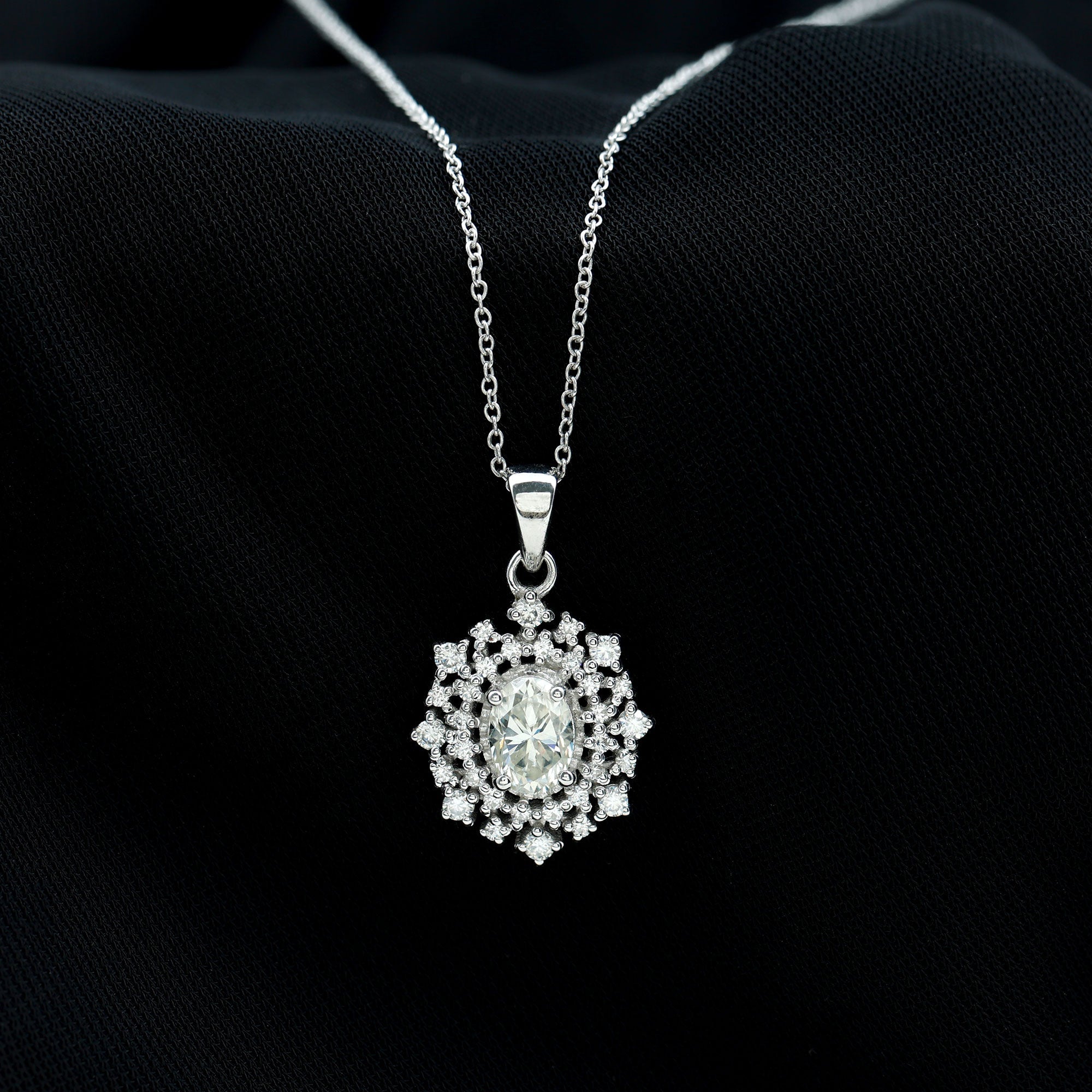 Vintage Style Oval Moissanite Bridal Necklace With Chain
