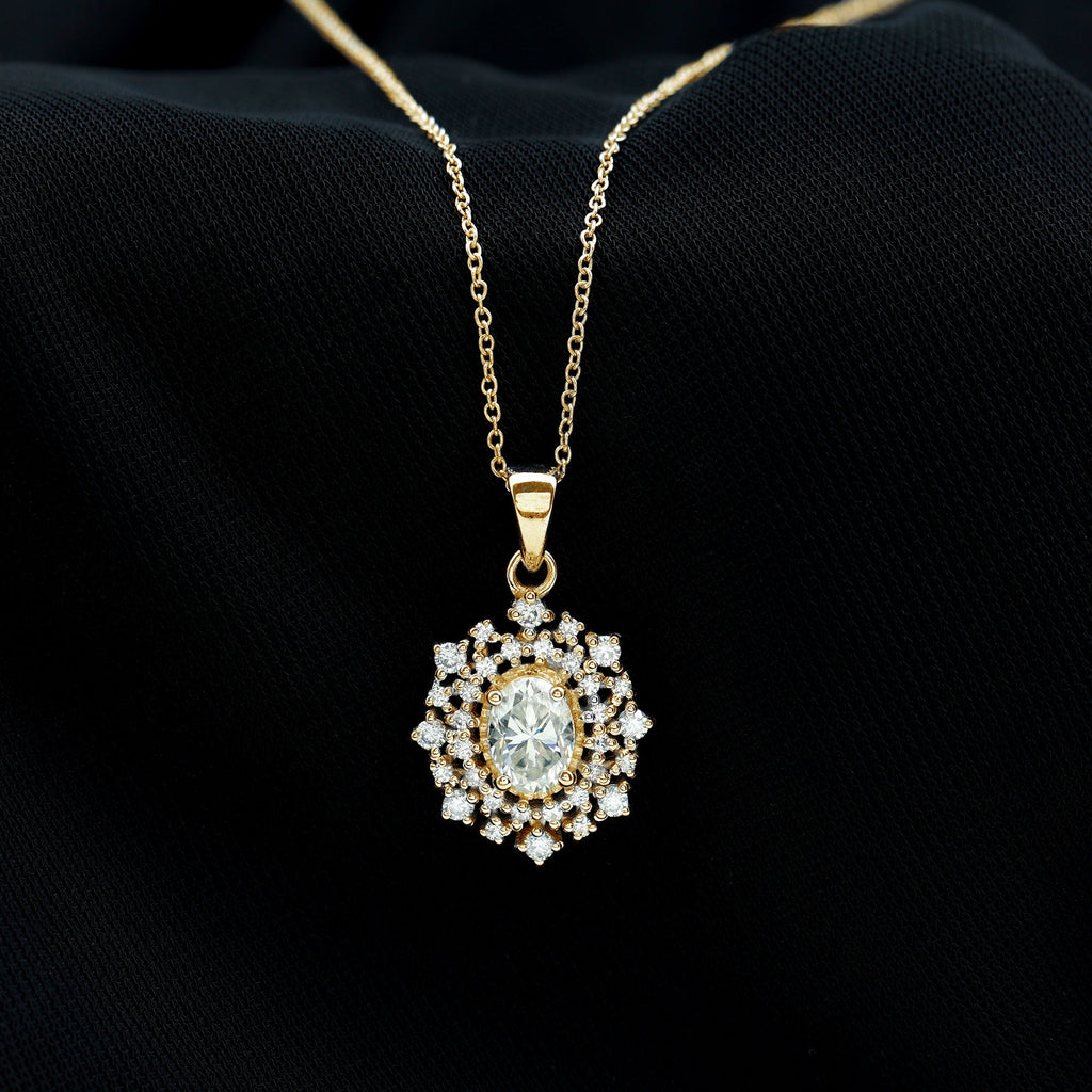 Vintage Style Oval Moissanite Bridal Necklace With Chain
