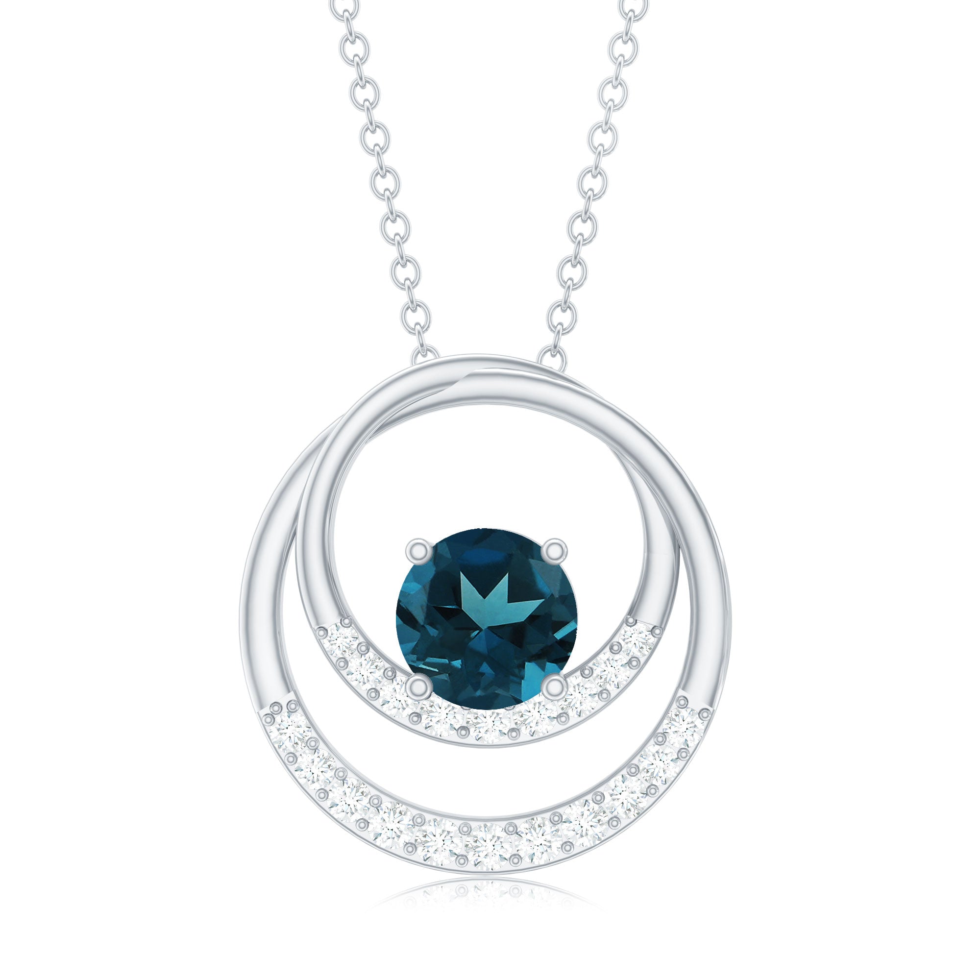 Real London Blue Topaz and Diamond Pendant