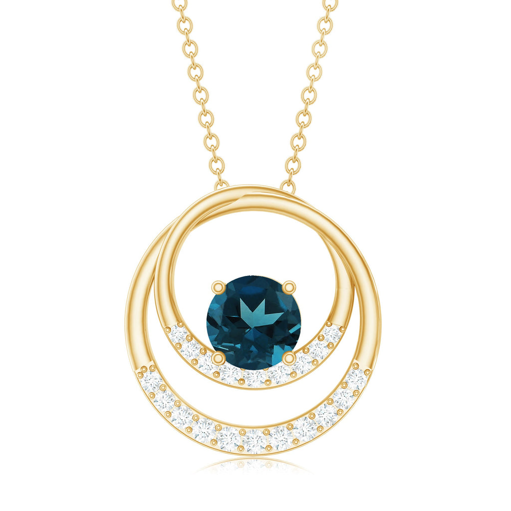 Real London Blue Topaz and Diamond Pendant