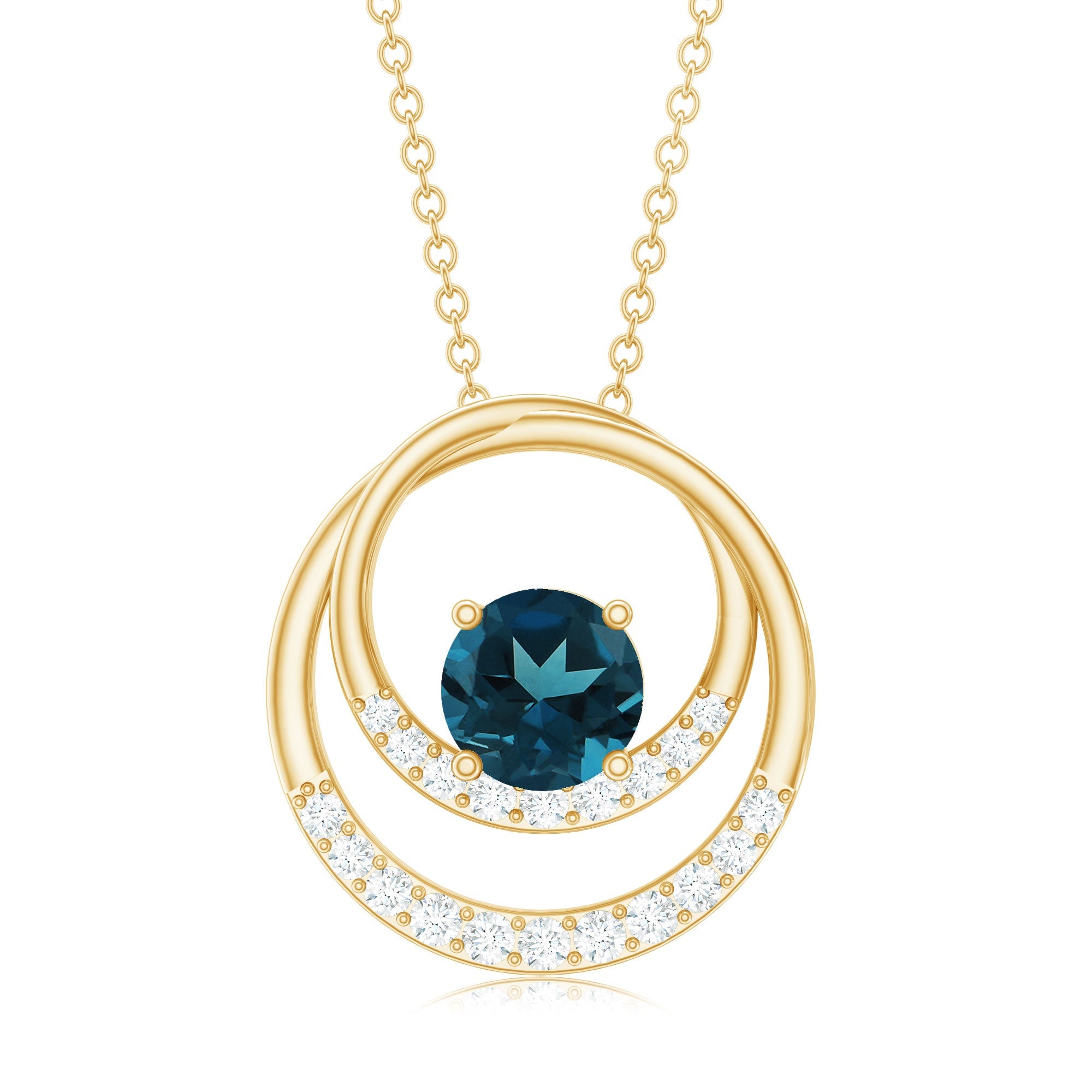 Real London Blue Topaz and Diamond Pendant