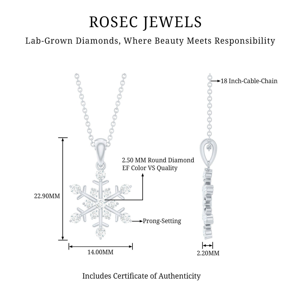 Lab Grown Diamond Christmas Snowflake Necklace