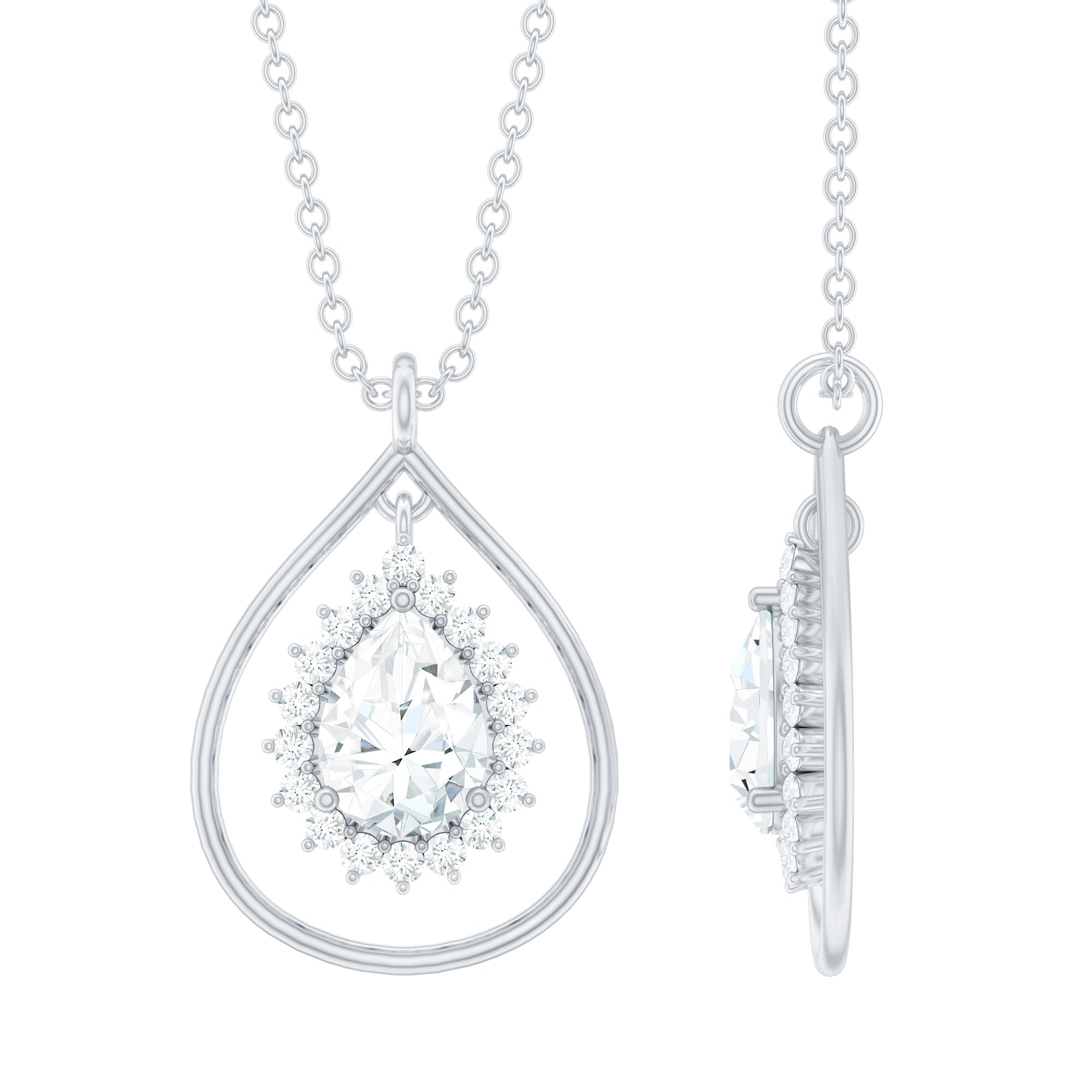 Pear Shape Lab Grown Diamond Teardrop Pendant Necklace