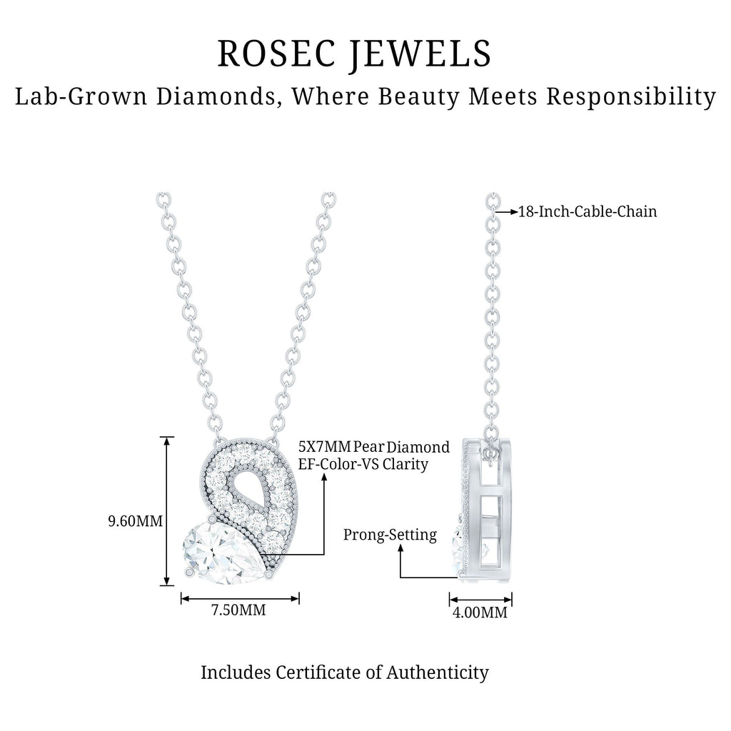 Lab Grown Diamond Pendant Necklace with Beaded Details