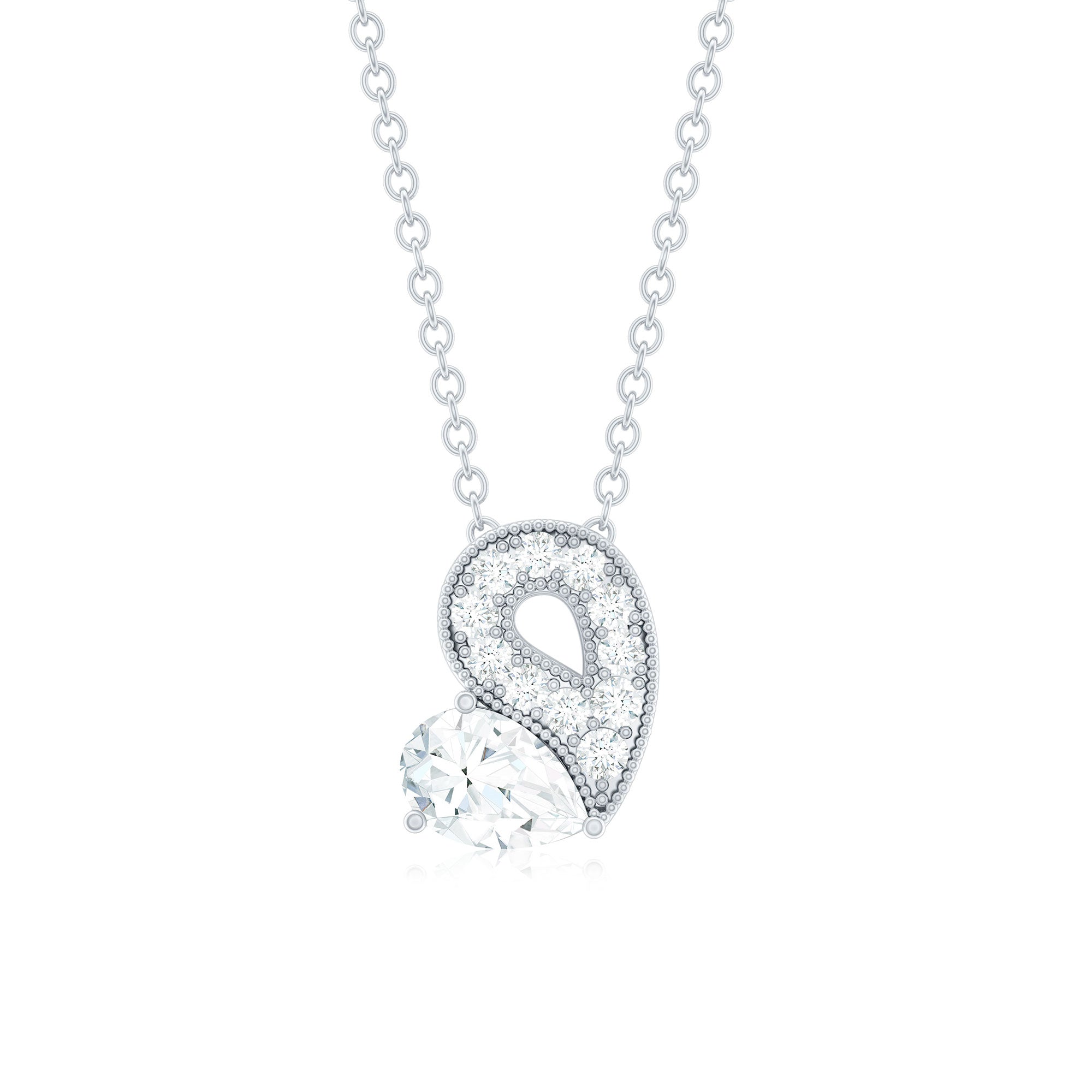 Lab Grown Diamond Pendant Necklace with Beaded Details