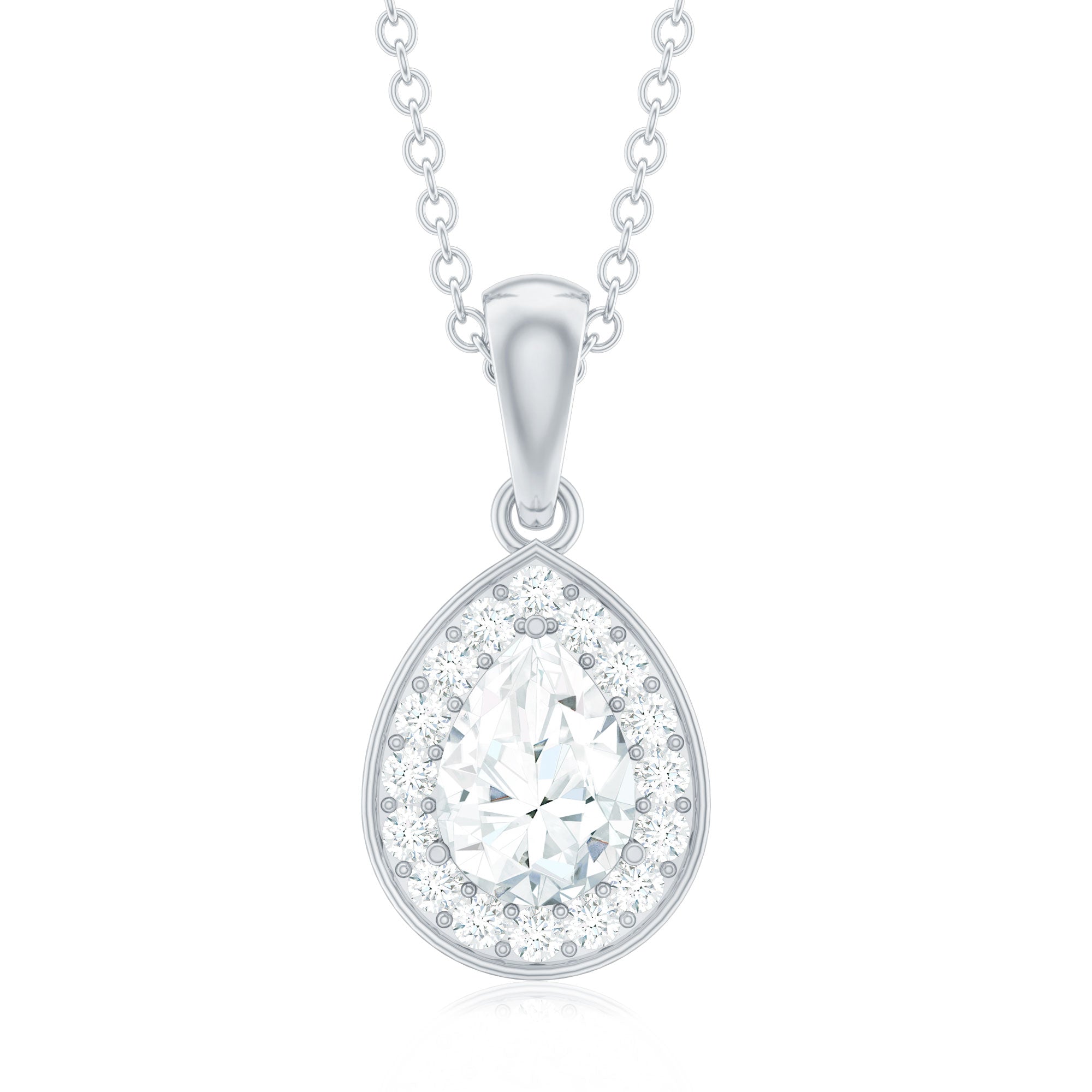 Minimal Lab Grown Diamond Teardrop Halo Pendant