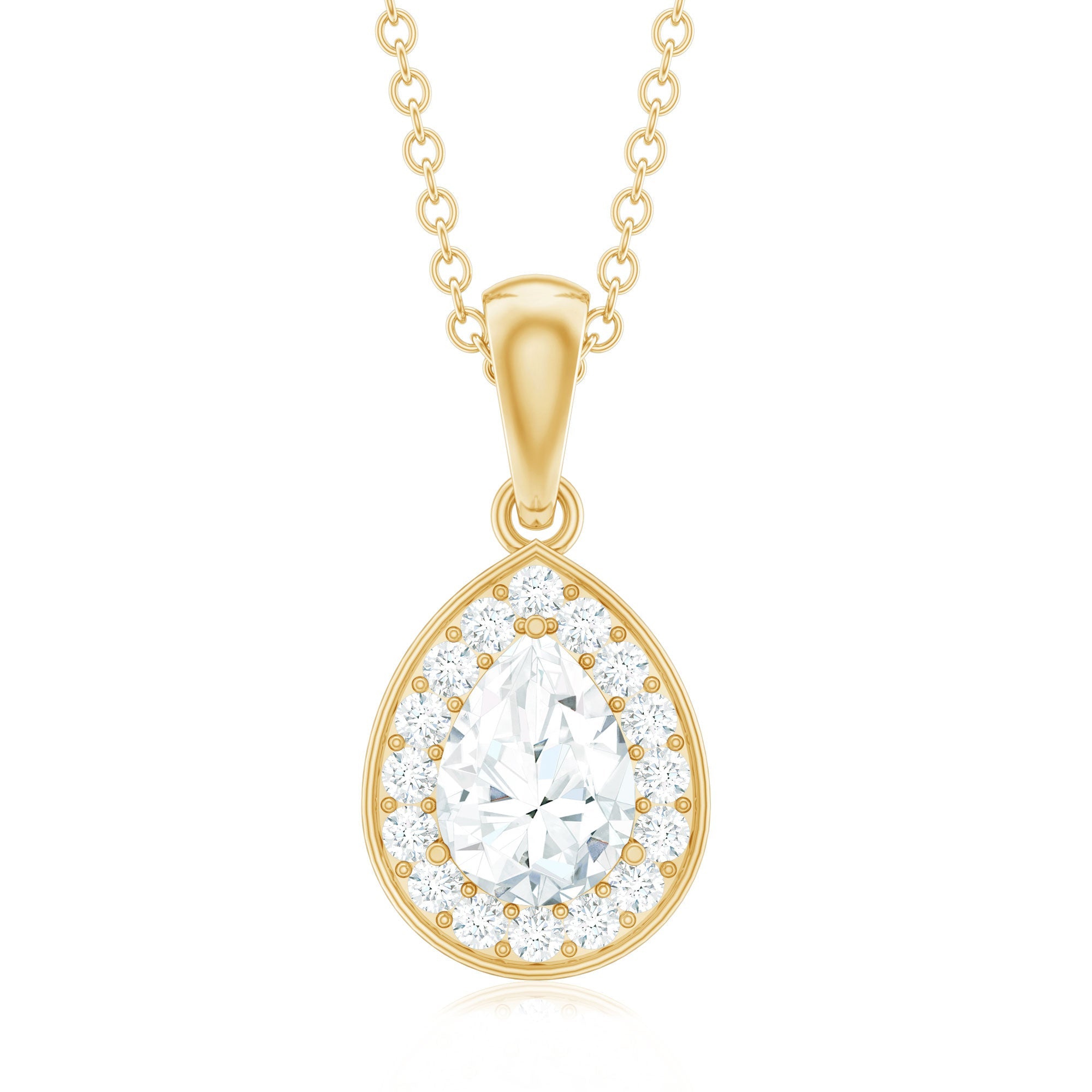 Minimal Lab Grown Diamond Teardrop Halo Pendant