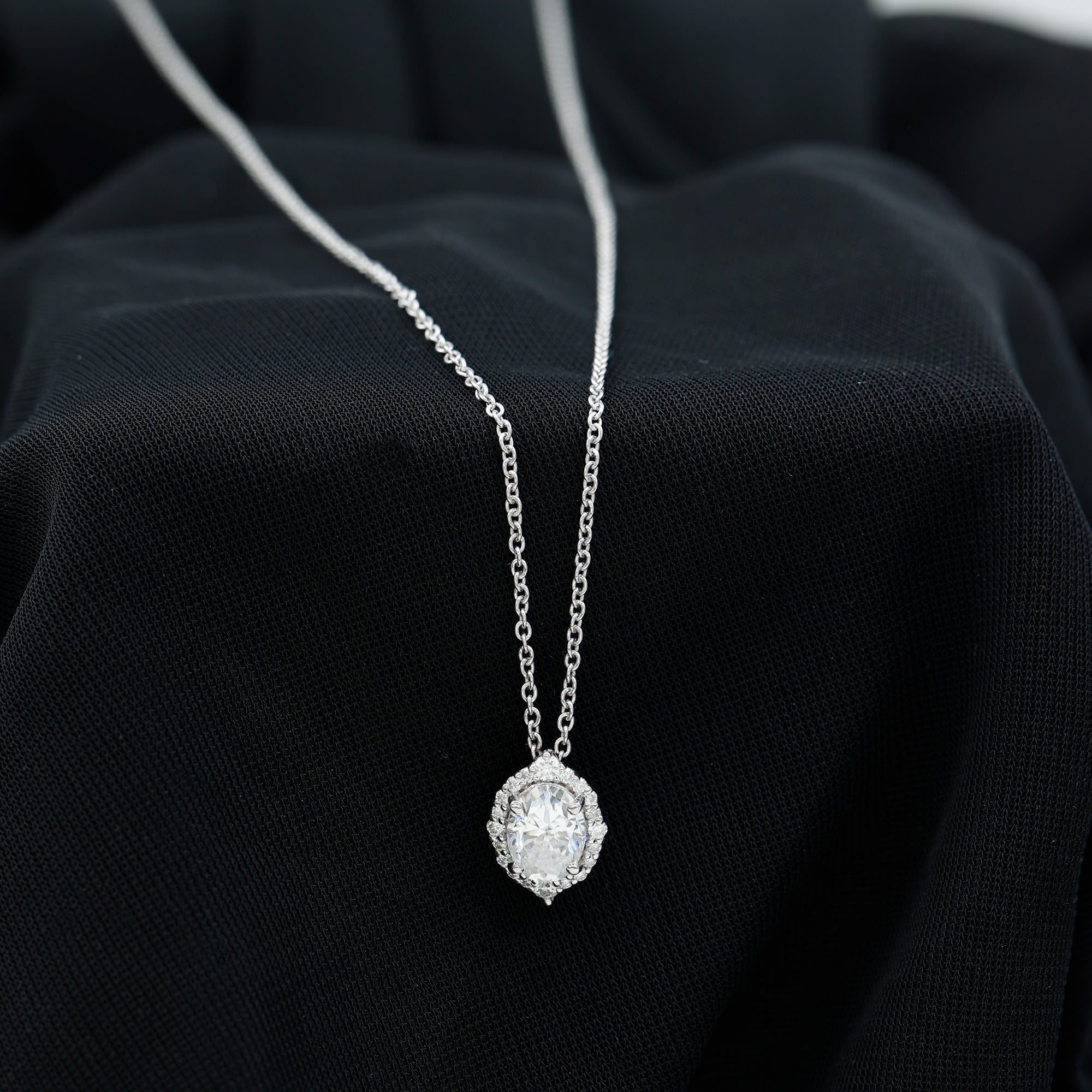 Certified 6X8 MM Oval Moissanite Cocktail Pendant Necklace