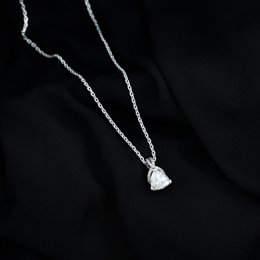 Trilliant Cut 8 MM Moissanite Designer Necklace with Silver Chain
