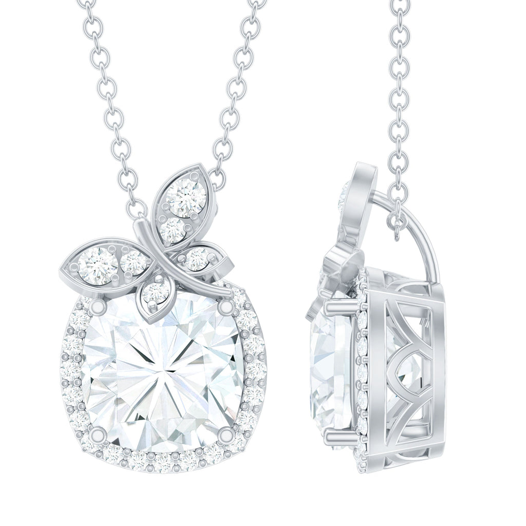 Certified 8 MM Moissanite Designer Necklace With Silver Chain
