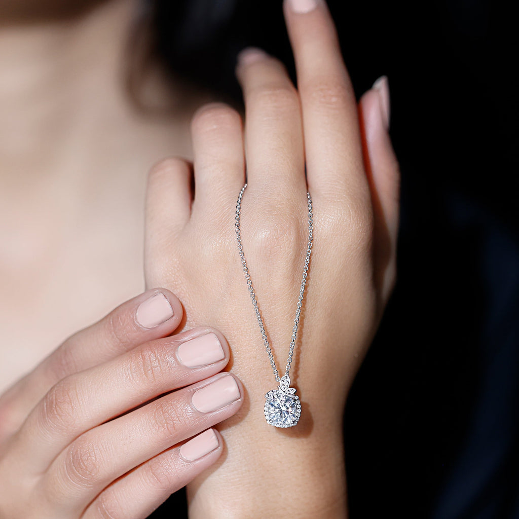 Certified 8 MM Moissanite Designer Necklace With Silver Chain