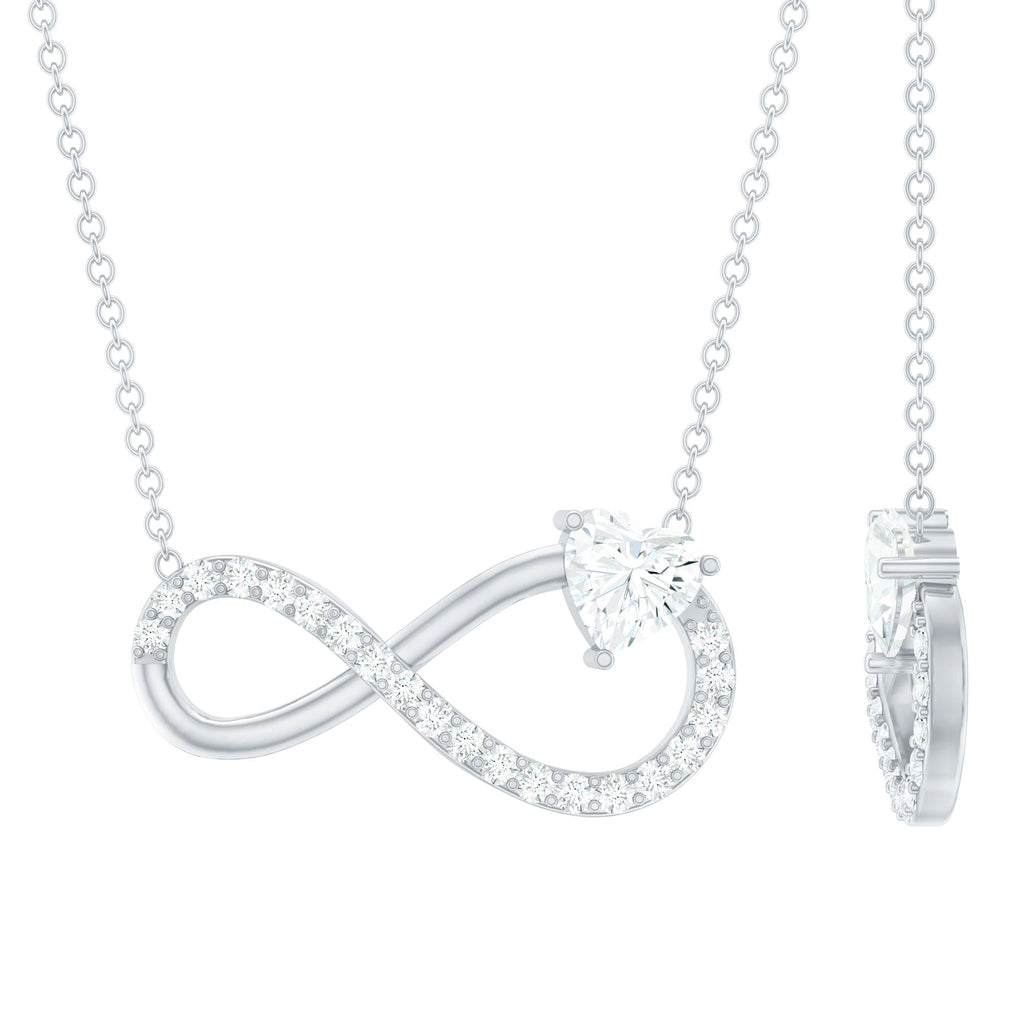 Certified Moissanite Heart Infinity Necklace in Silver