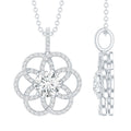 Certified Moissanite Flower Necklace with Silver Chain