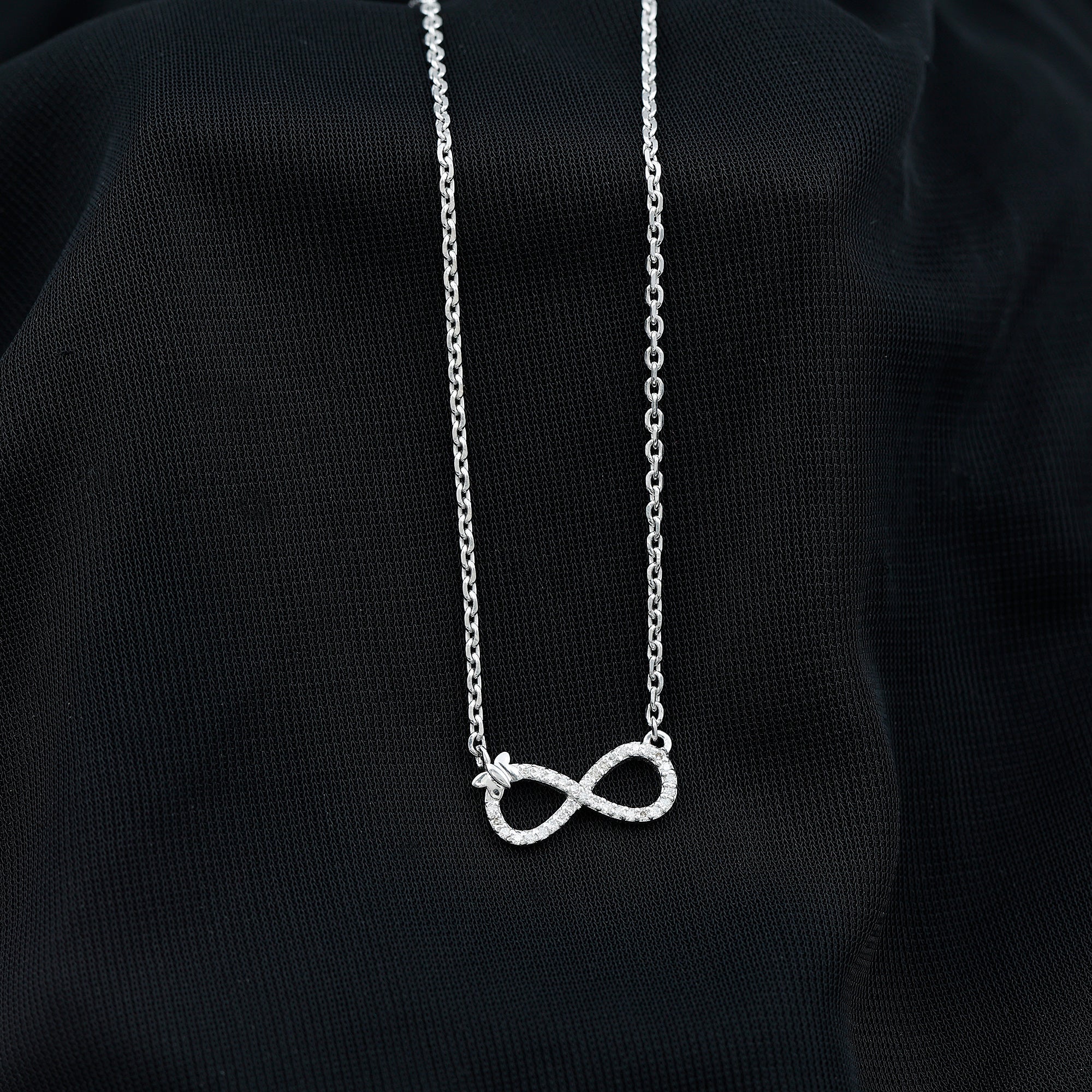 Certified Pave Set Moissanite Infinity Necklace with Butterfly