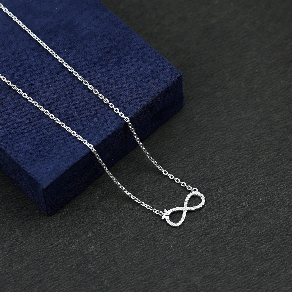 Certified Pave Set Moissanite Infinity Necklace with Butterfly