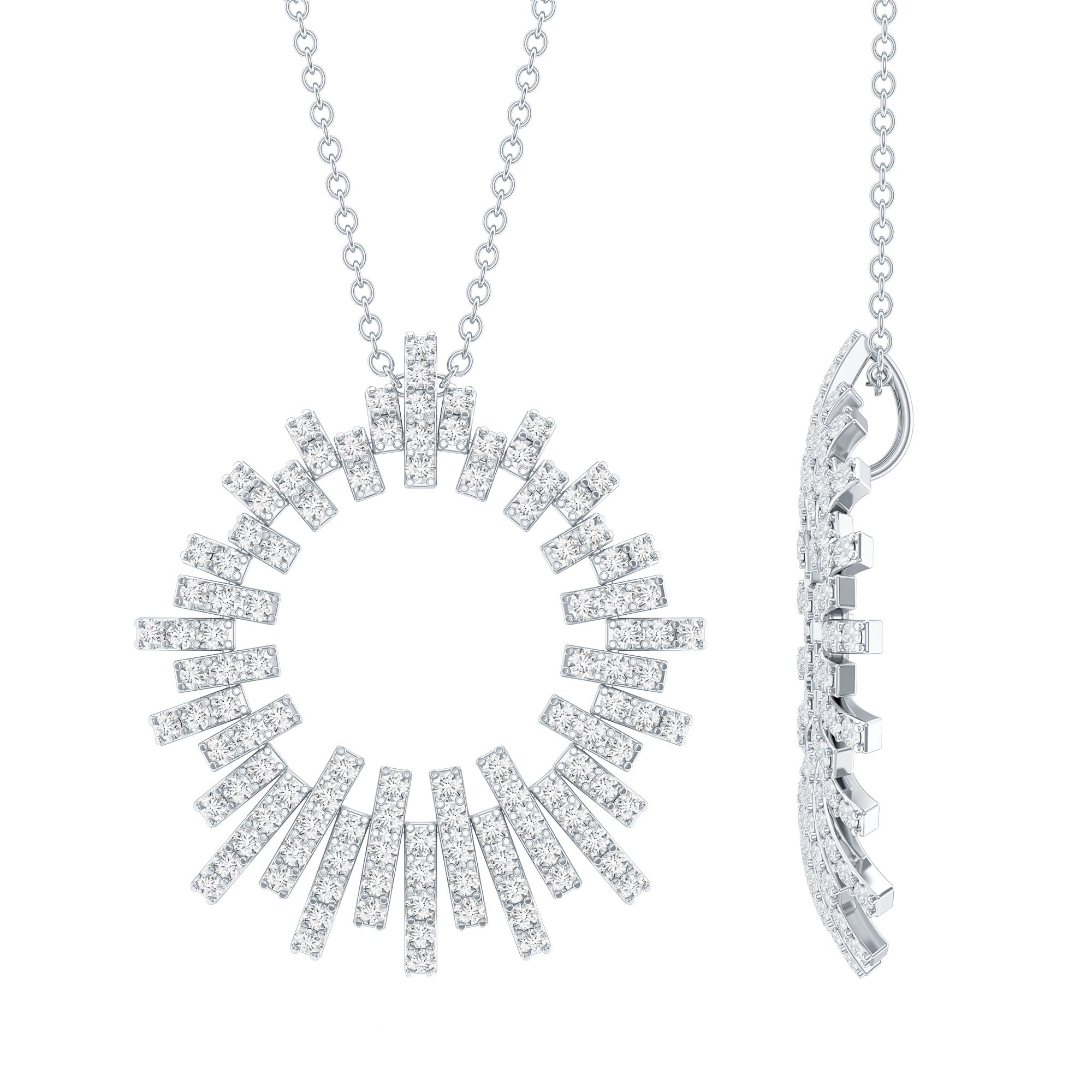 Womens Moissanite Designer Cocktail Necklace With Silver Chain