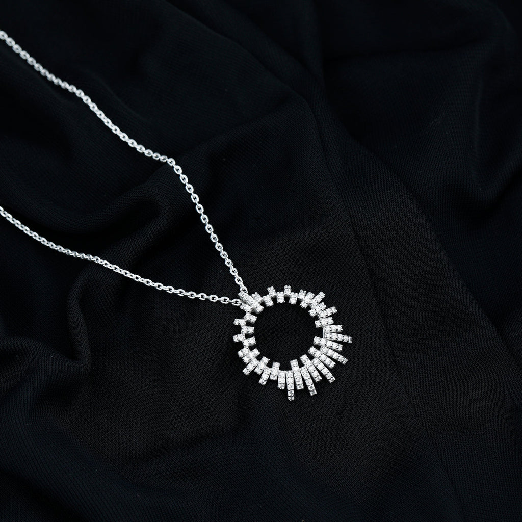 Womens Moissanite Designer Cocktail Necklace With Silver Chain