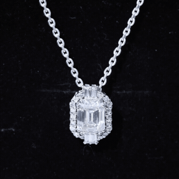 Emerald Cut Moissanite Cocktail Necklace for Women