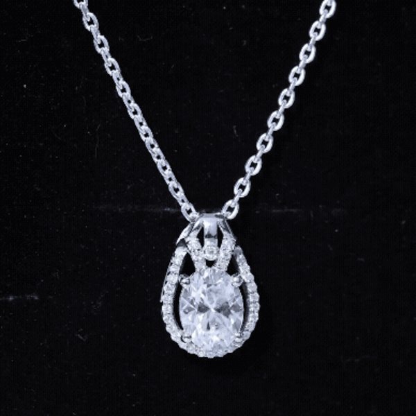7X9 MM Oval Cut Moissanite Drop Necklace For Wedding