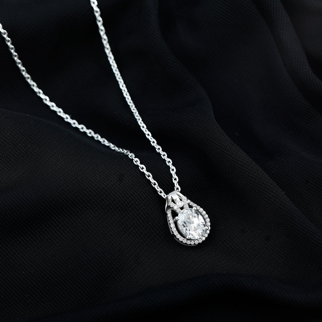 7X9 MM Oval Cut Moissanite Drop Necklace For Wedding