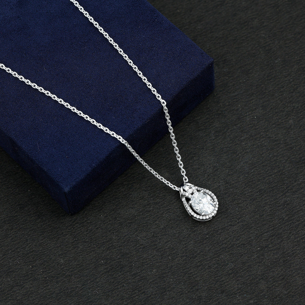 7X9 MM Oval Cut Moissanite Drop Necklace For Wedding