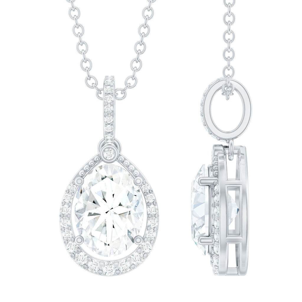 Certified Oval 6X8MM Moissanite Bridal Necklace For Wedding